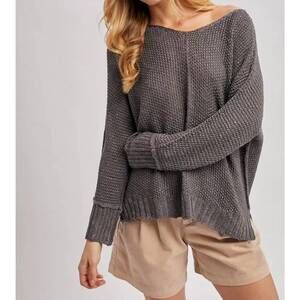NEW BLUIVY fireside knit sweater in slate